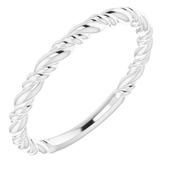 14K white gold stackable rope ring.