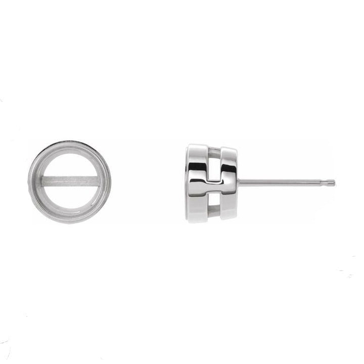 Round Tapered Bezel-Set Earring Mounting