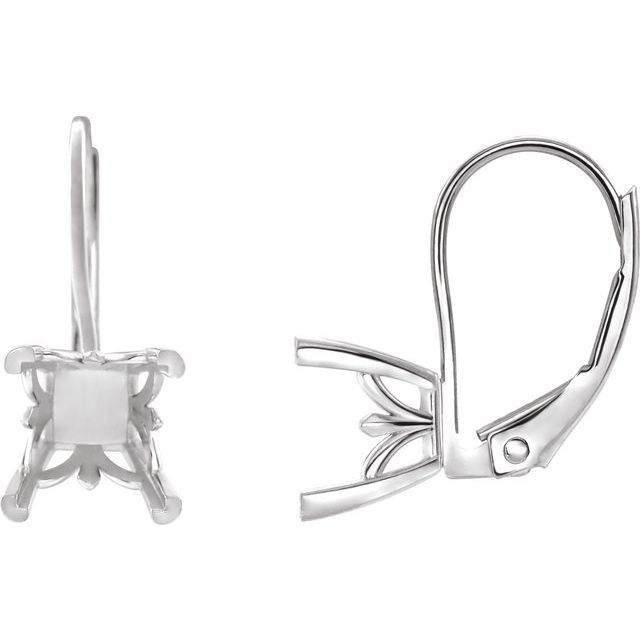 Square V-Prong Fleur-de-Lis Lever Back Earring Mounting