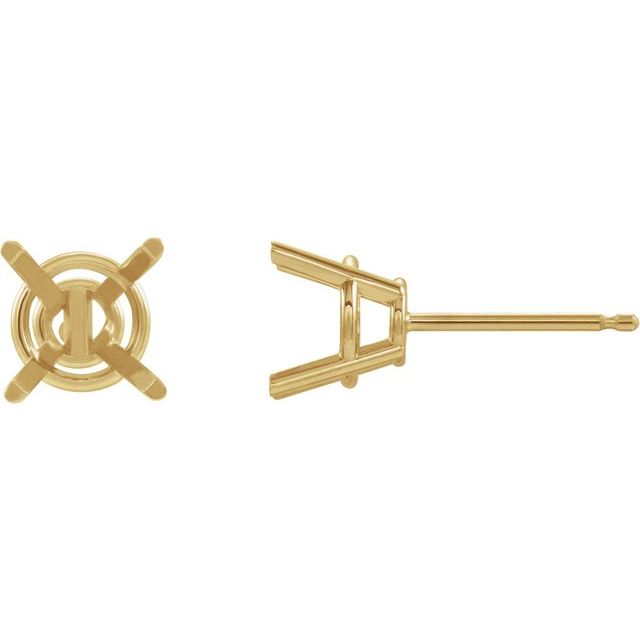 14k yellow gold 4 prong basket stud earring mountings