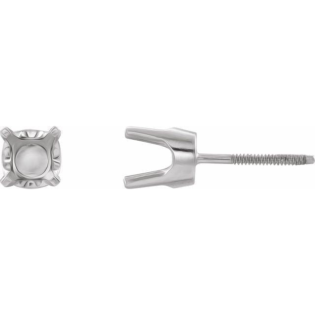 Round 4-Prong Baby Threaded Stud Earring Mountings
