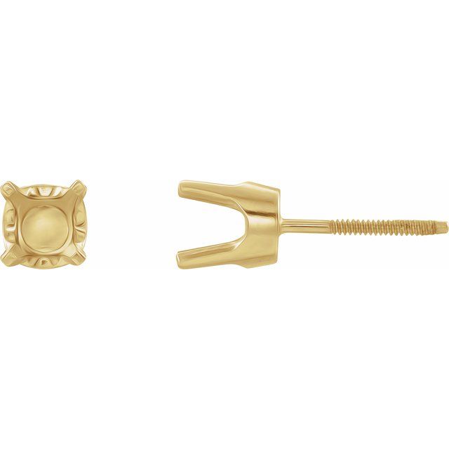 Round 4-Prong Baby Threaded Stud Earring Mountings