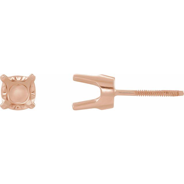 Round 4-Prong Baby Threaded Stud Earring Mountings