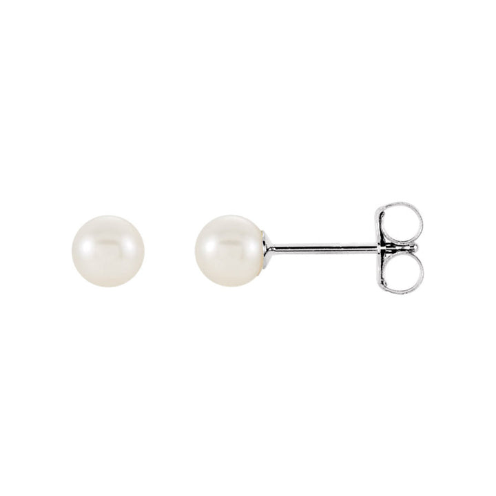 14K Solid Gold Akoya Cultured Pearl Stud Earrings