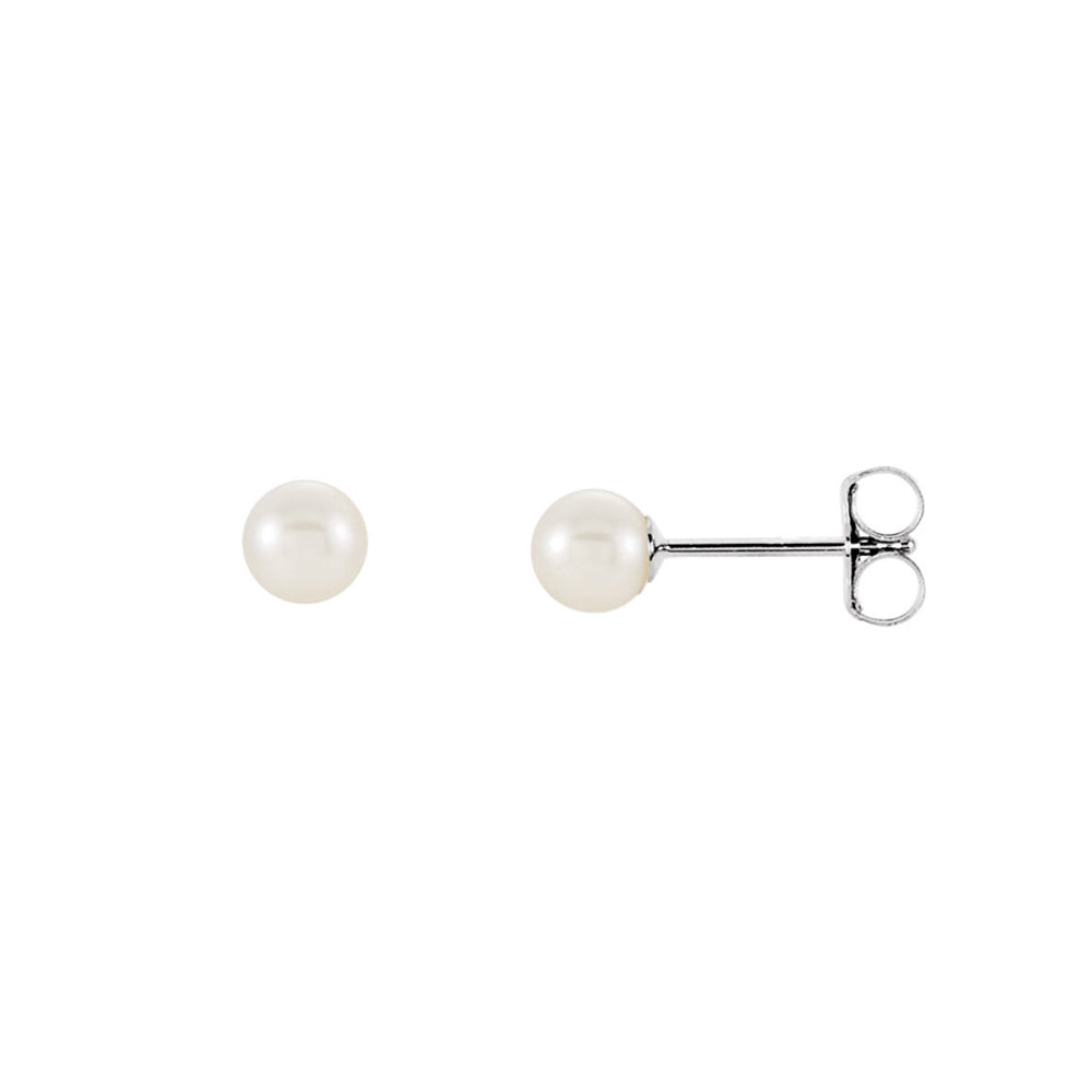 14K Solid Gold Akoya Cultured Pearl Stud Earrings