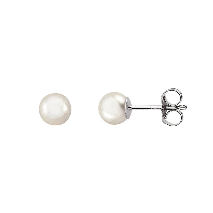 14K Solid Gold Akoya Cultured Pearl Stud Earrings