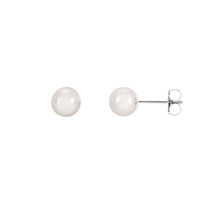 14K Solid Gold Akoya Cultured Pearl Stud Earrings