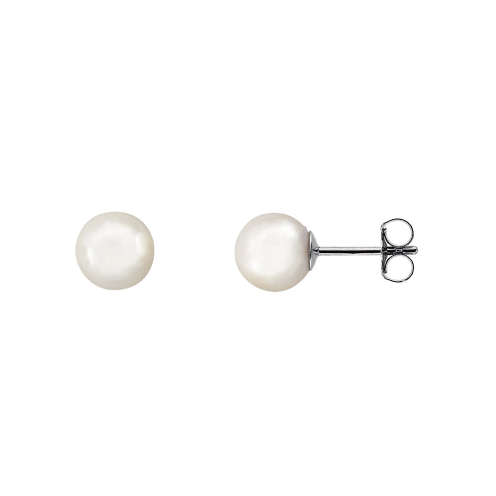 14K Solid Gold Akoya Cultured Pearl Stud Earrings