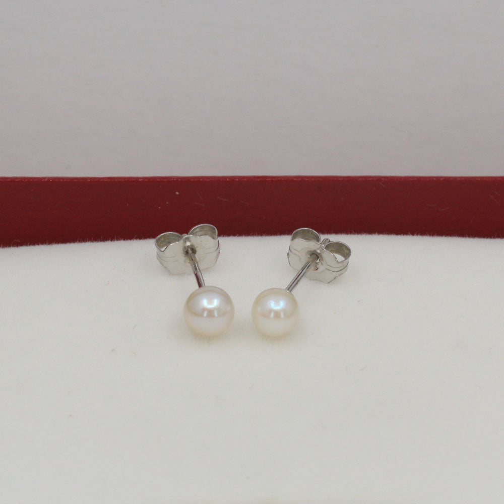 14K Solid Gold Akoya Cultured Pearl Stud Earrings