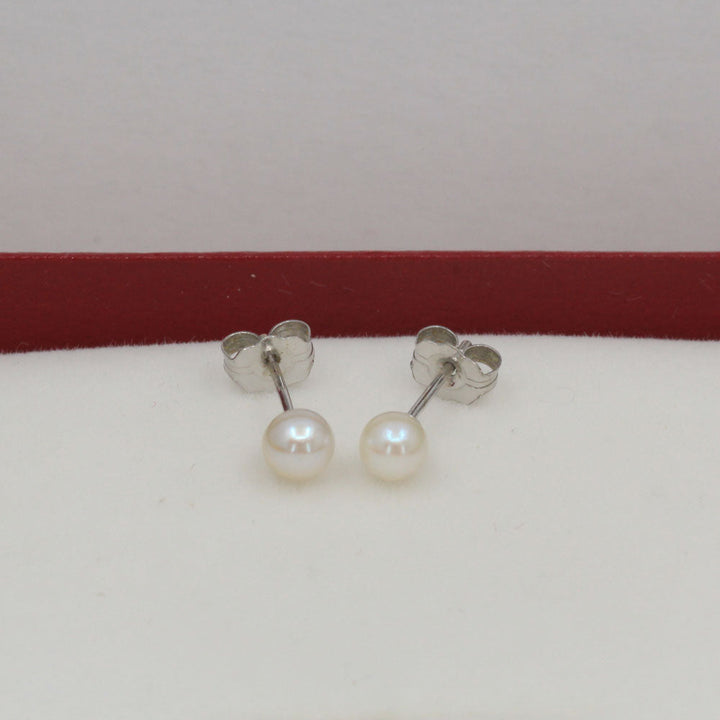 14K Solid Gold Akoya Cultured Pearl Stud Earrings