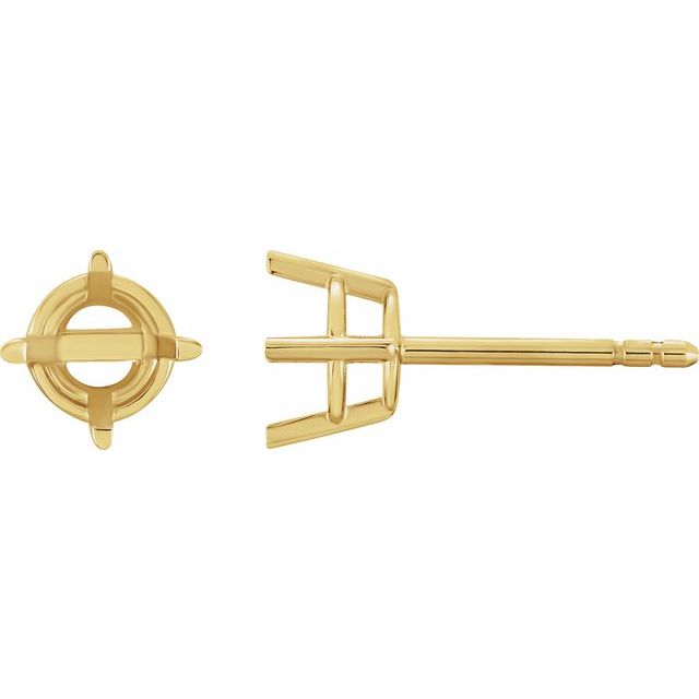 Round Lightweight Basket Safety Locking Stud Earring Mountings