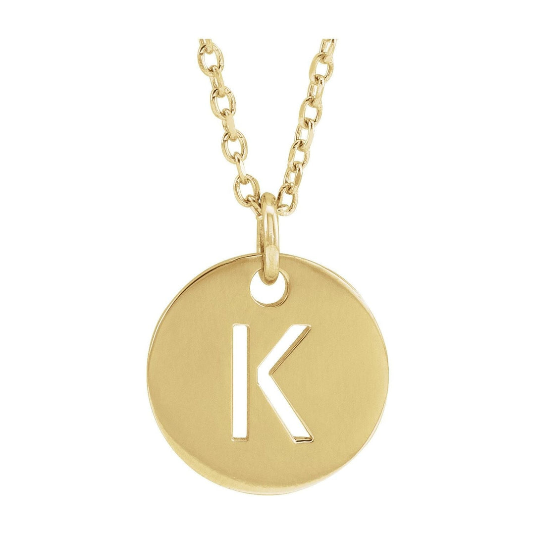Sterling Silver Personalized Capitalized Letter Initial Disc 16-18" Necklace