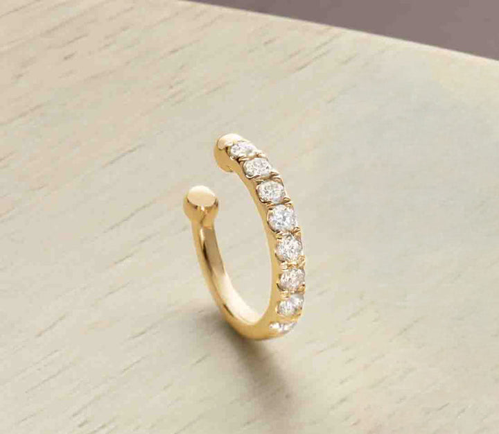 Single 14K Gold Diamond Ear Cuff