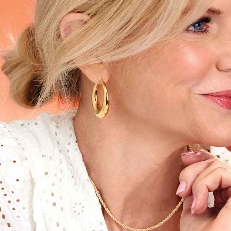 37 mm Electroform Puffed Hoop Earrings