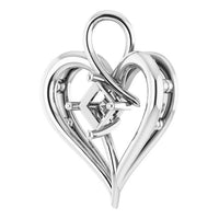 14K Gold Square 4mm Heart Pendant Mountings