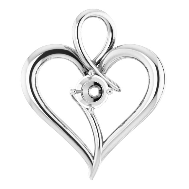 14K Gold Round 4.1mm Heart Pendant Mountings