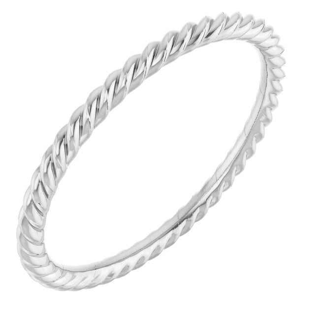 14k white gold 1.3 mm skinny rope band.