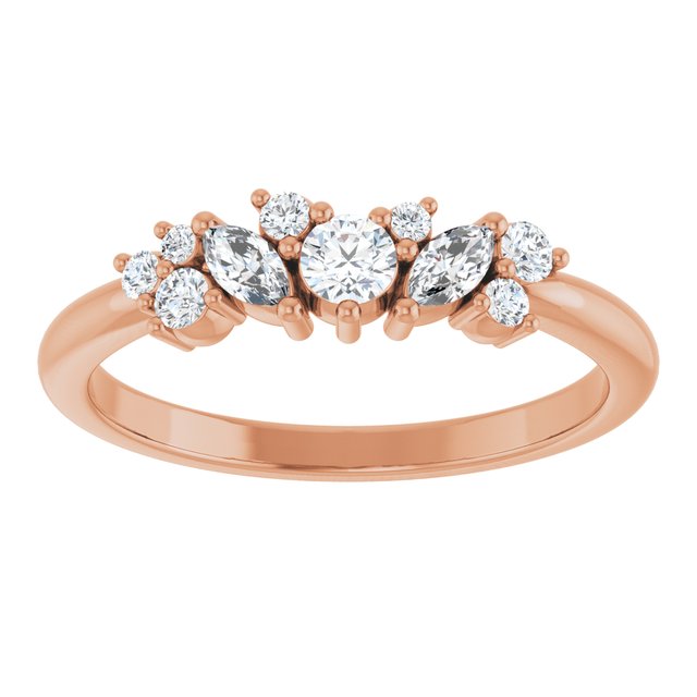 Round Marquise Natural Diamond Stackable Band Ring