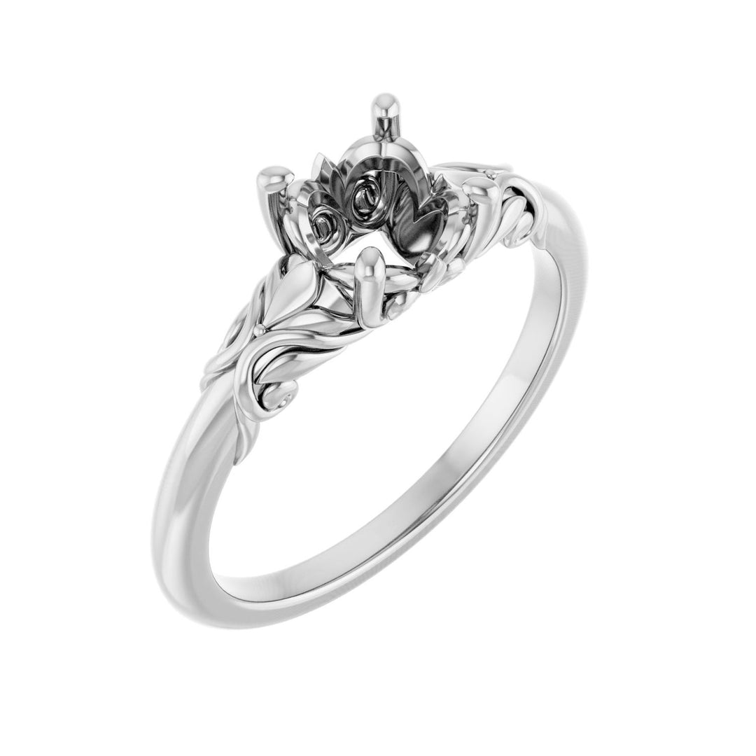 Sculpted Solitaire Round Engagement Ring Mounting Size 7