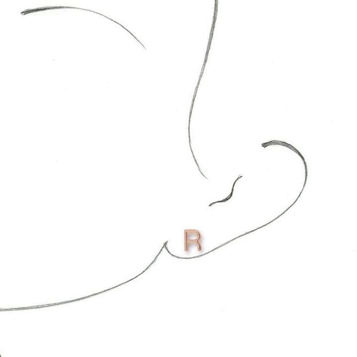 Single R Initial Studs Earrings- Mix and Match Earrings