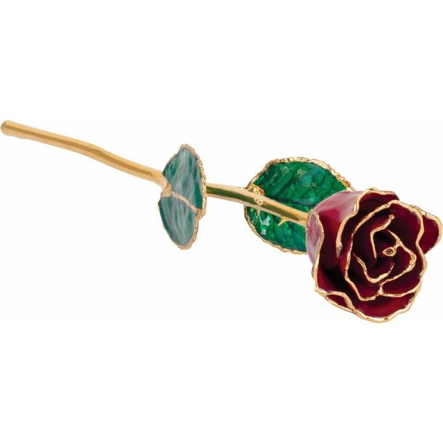 Lacquered Garnet Rose with Gold Trim January Birthstone