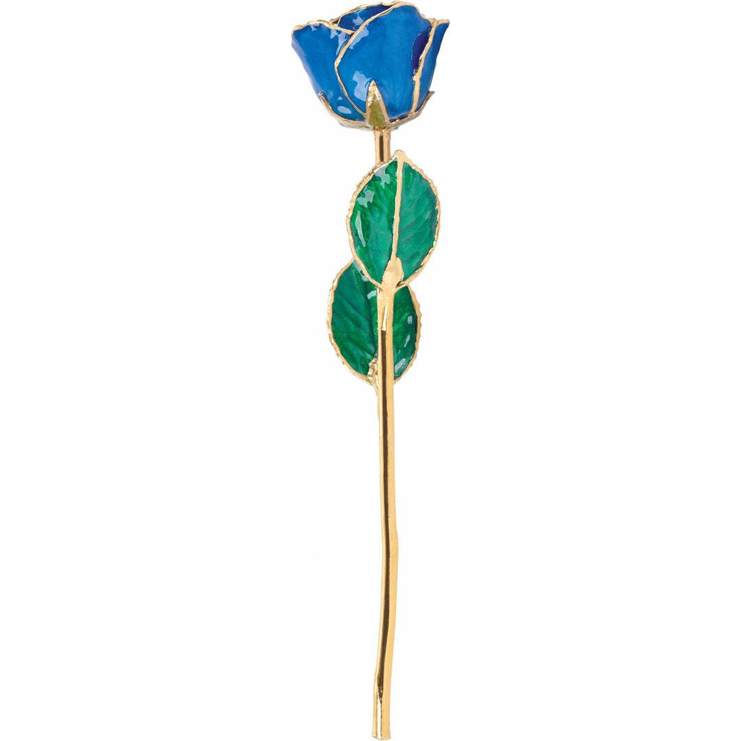 Lacquered Blue Sapphire Rose with Gold Trim September Birthstone