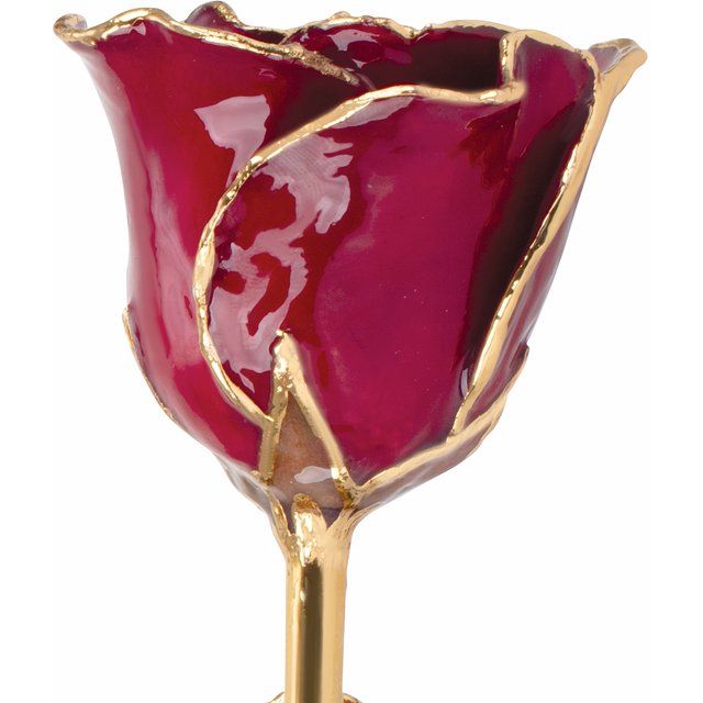 Lacquered Garnet Rose with Gold Trim January Birthstone