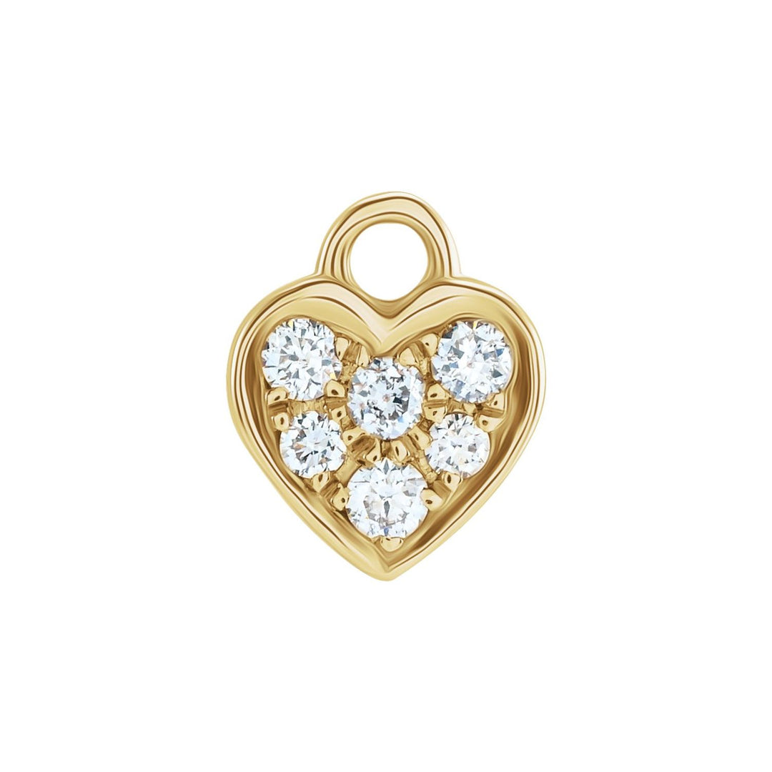14k yellow gold miniature heart dangle charm.
