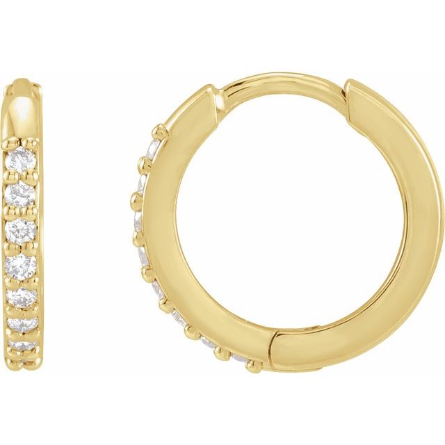 12.5mm accented huggies earrings-14k gold.