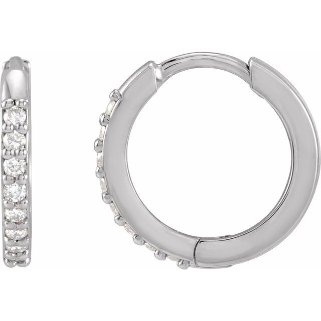 12.5mm diamond huggies earrings-14k white gold.