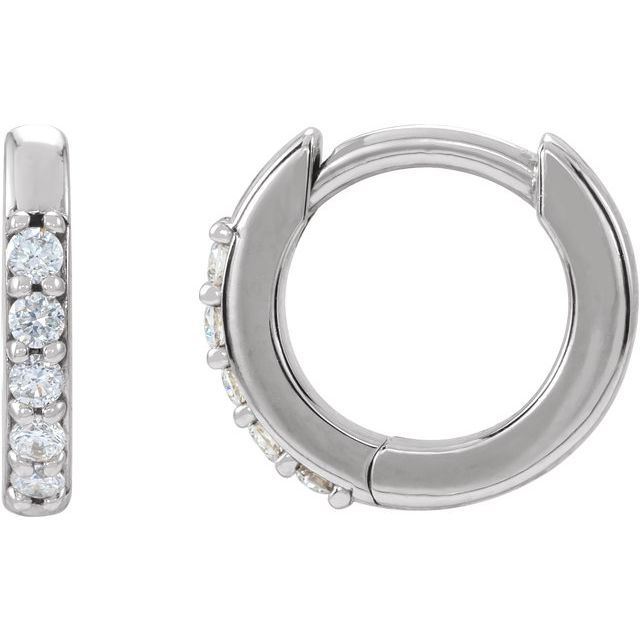 Diamond huggies earrings 10mm-14k white gold.