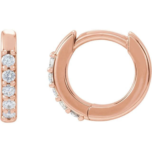 Diamond huggies earrings 10mm-14k rose gold.