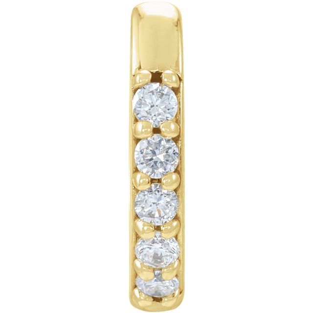 Single diamond huggies earrings 10mm 14KY.