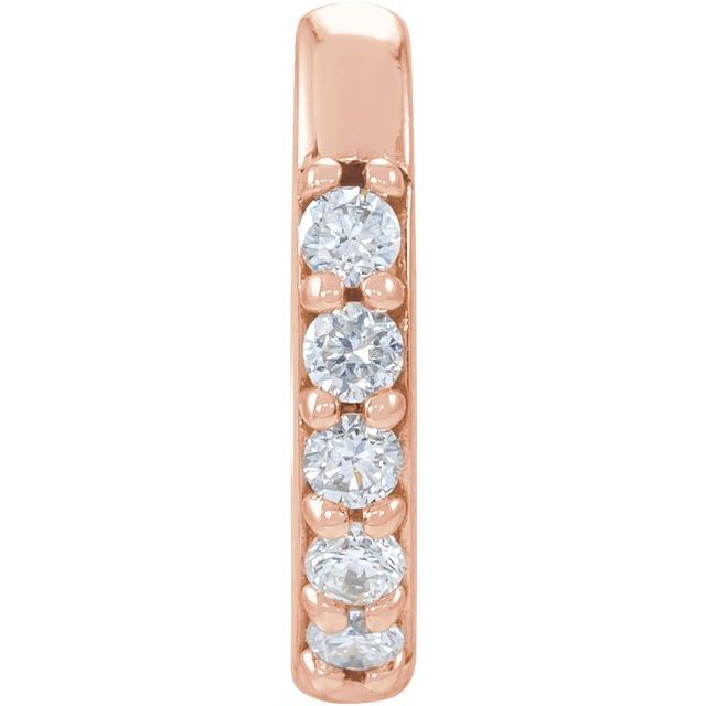 Single diamond huggies earrings 10mm in 14k rose.