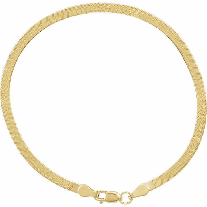 14K Gold 2.8mm Herringbone Chain Bracelet Layering Necklace