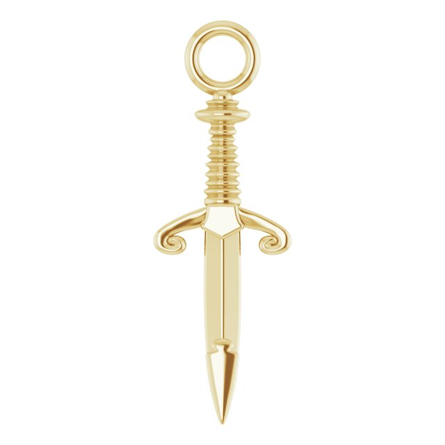 14K gold miniature dagger dangle.