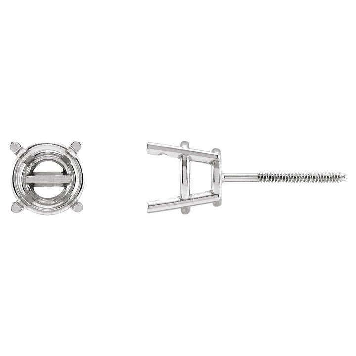 14K 18K Gold Round Pre-Notched Basket Threaded Screw Earring Mounting