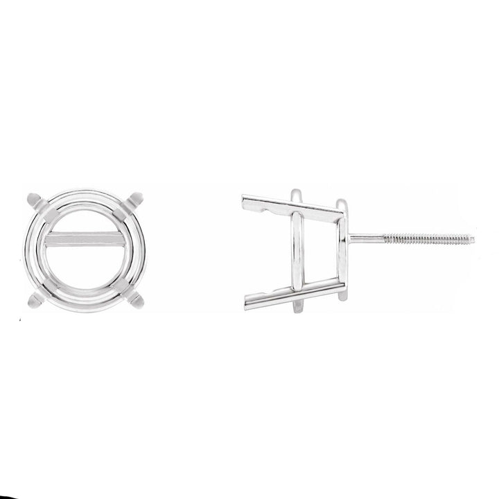 14K 18K Gold Round Pre-Notched Basket Threaded Screw Earring Mounting