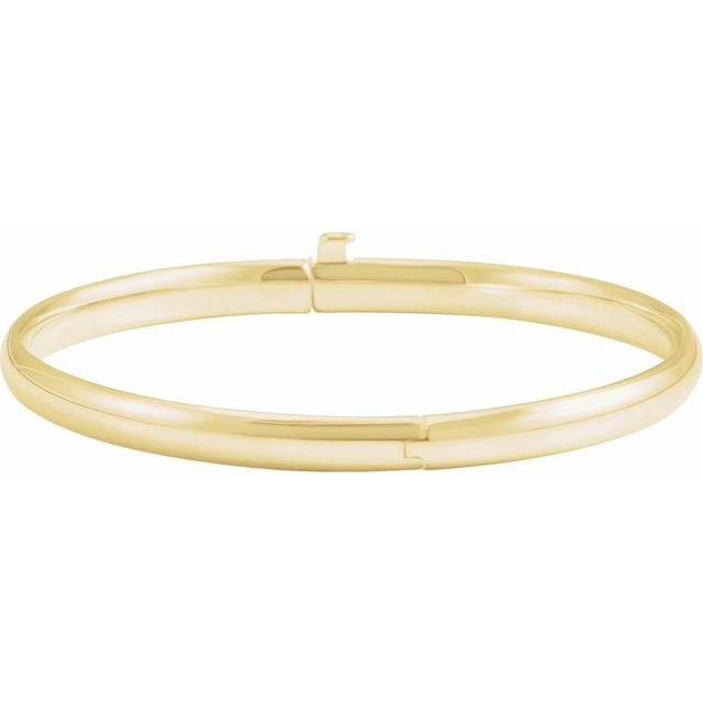 14K Gold Baby Bangle Bracelet with Snap Box Clasp, 5.5 Inches