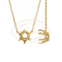 Round 6-Prong Claw Prong Necklace Center Mounting With Chain