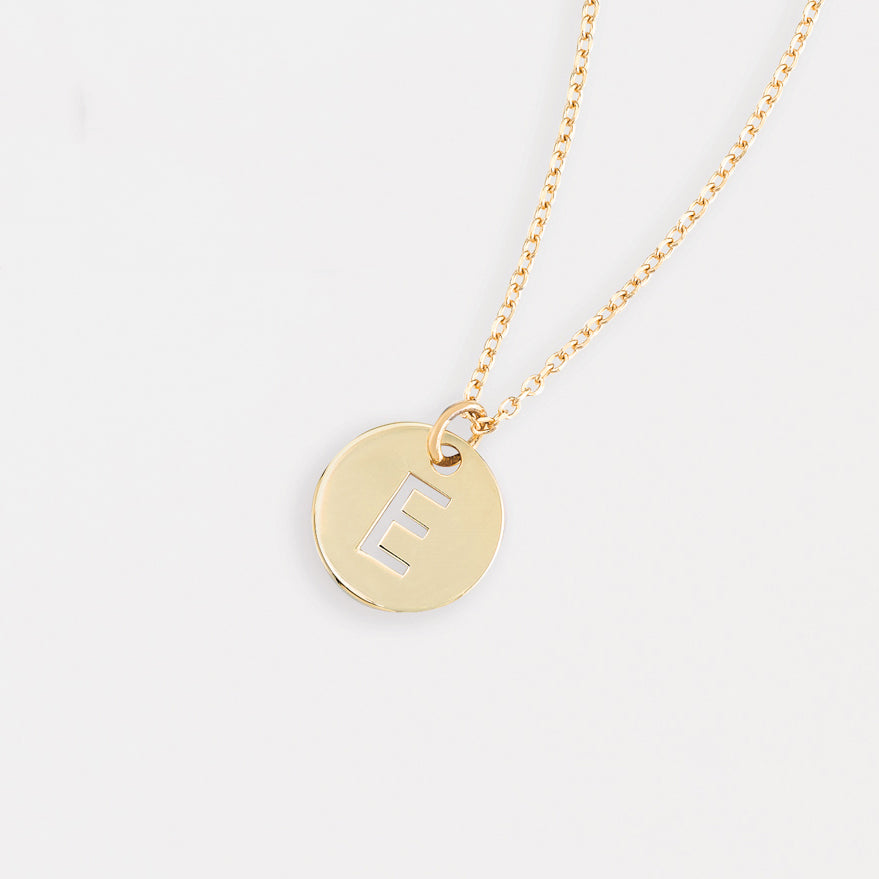 Sterling Silver Personalized Capitalized Letter Initial Disc 16-18" Necklace