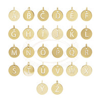 Gold Personalized Capitalized Initial Disc Charm Letter Pendant