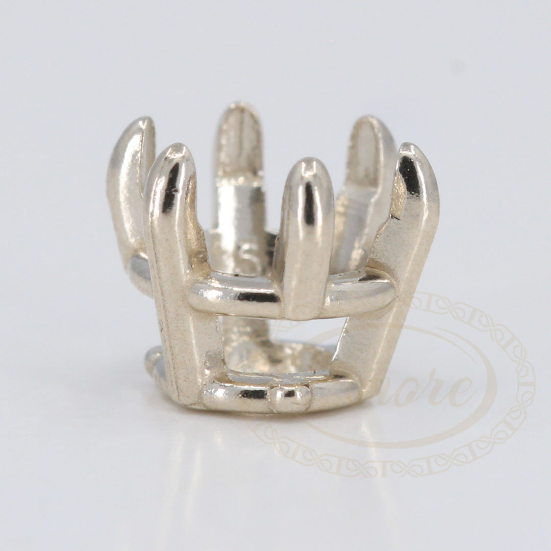 14K white gold 6 claw prong slide pendant mounting.