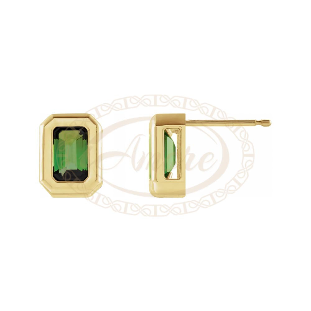 Emerald Back-Set Bezel Earring Mounting Studs Setting