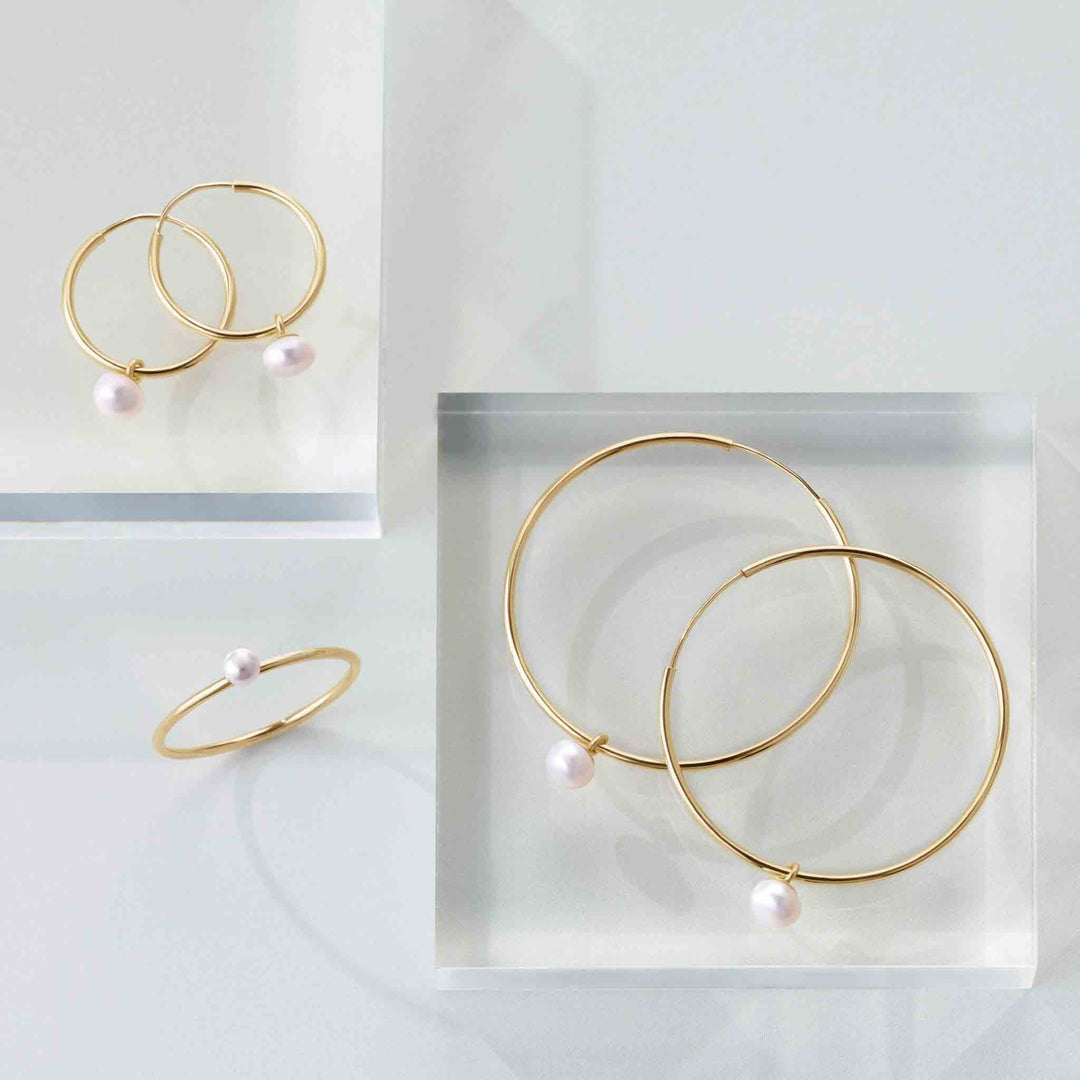 Cultured Freshwater Pearl Dangle Huggies Hoops