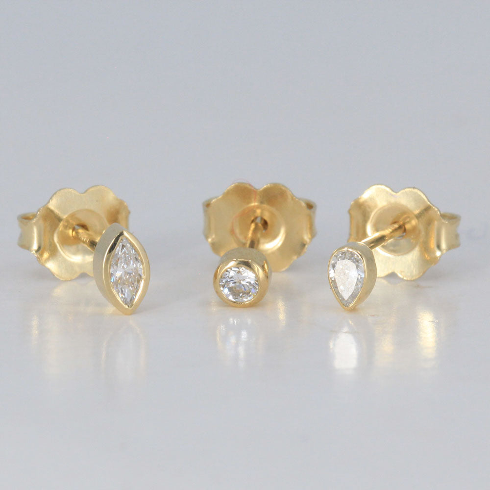 14K Yellow Gold Marquise Bezel 4x2mm Lab-Grown Diamond Stud Earrings
