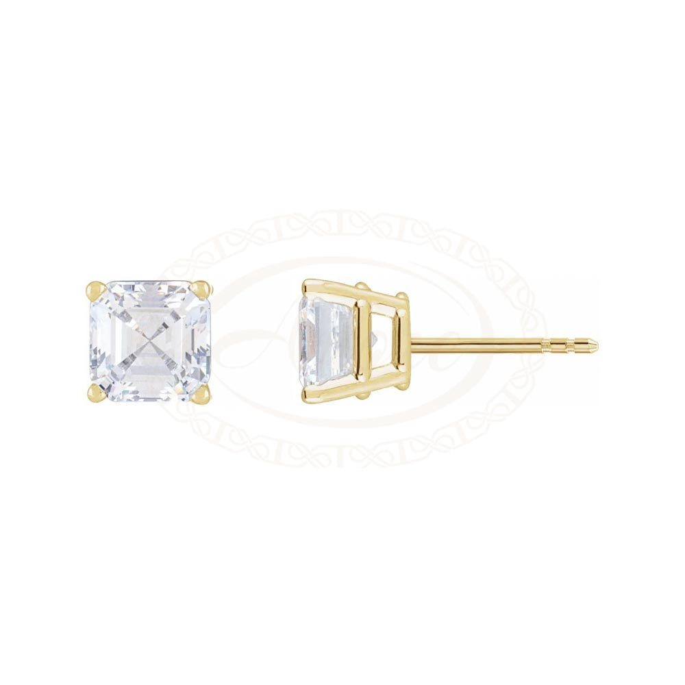 Asscher 4-Prong Safety Locking Stud Earring Mounting