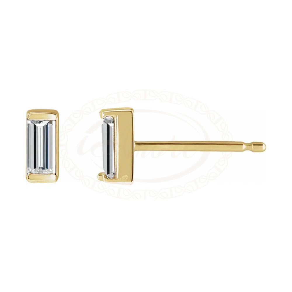 Straight Baguette Channel Set Stud Earring Mounting