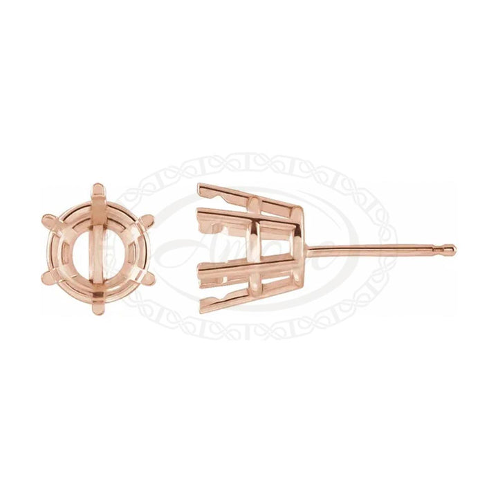 Pair Round 6-Prong Pre-Notched Earring Setting Mounting
