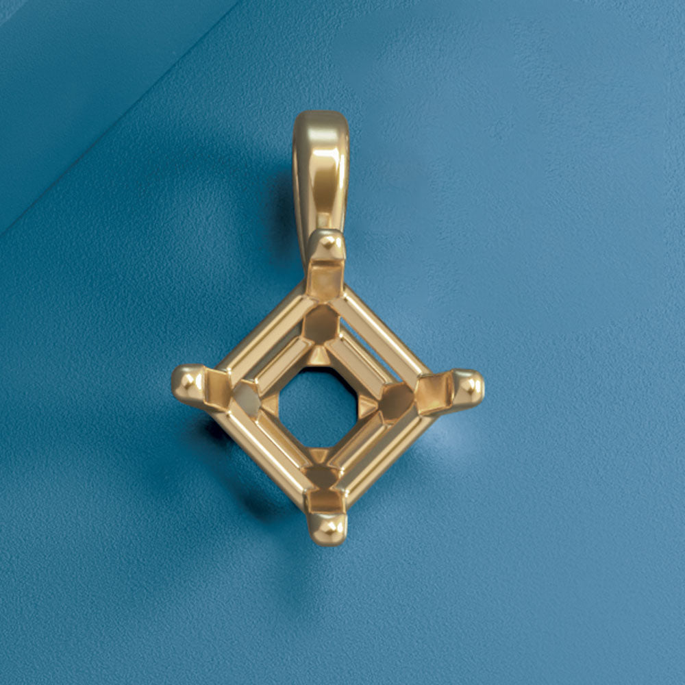Square Solitaire Basket Pendant Setting Mountings